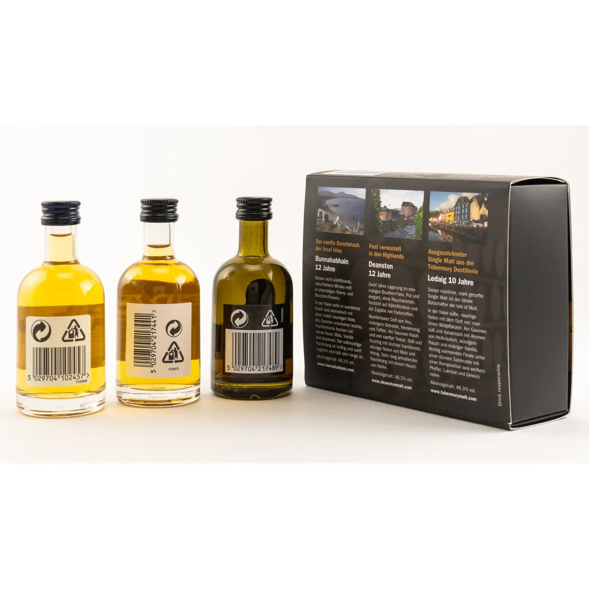 Miniaturen Set Single Malts 3x0,05 Liter Bunnahabhain 12 Years, Deanston 12 Years, Ledaig 10 Years