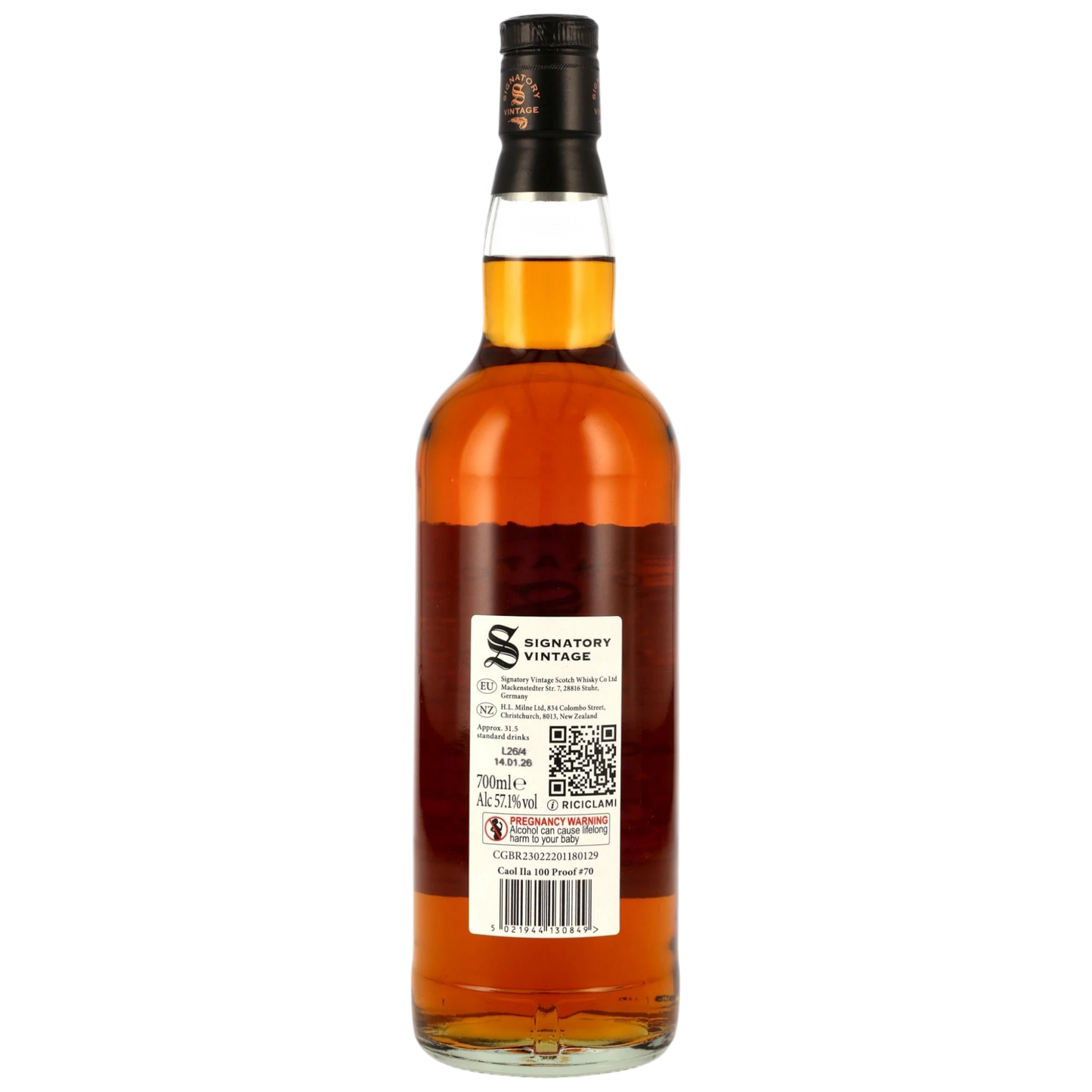 Caol Ila 2012/2026 – 13 Years Old – 1st Fill & Refill Oloroso Sherry Butts – Signatory 100 Proof Edition #70 – 58,1 % vol. – 0,7 l