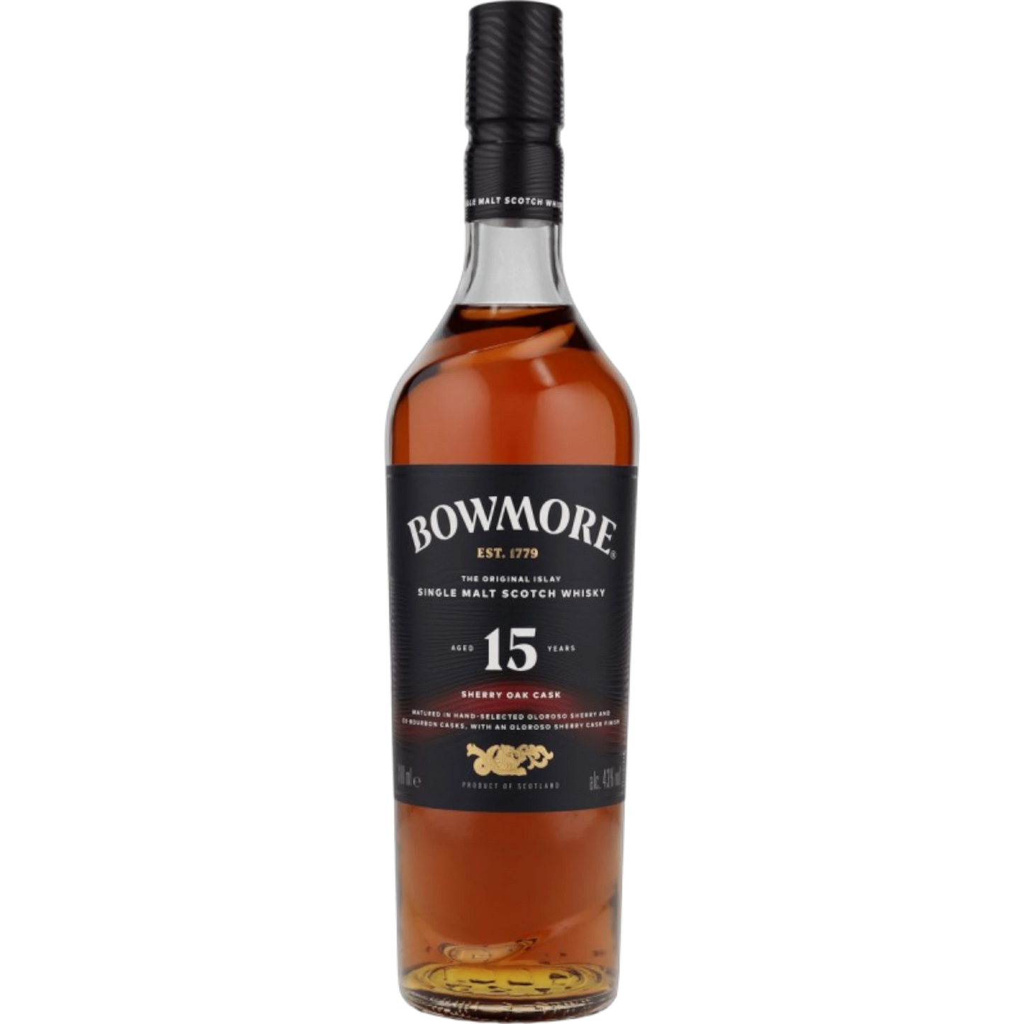 Bowmore 15 Years – Sherry Oak Cask – Islay Single Malt Scotch – 43 % vol. – 0,7 l