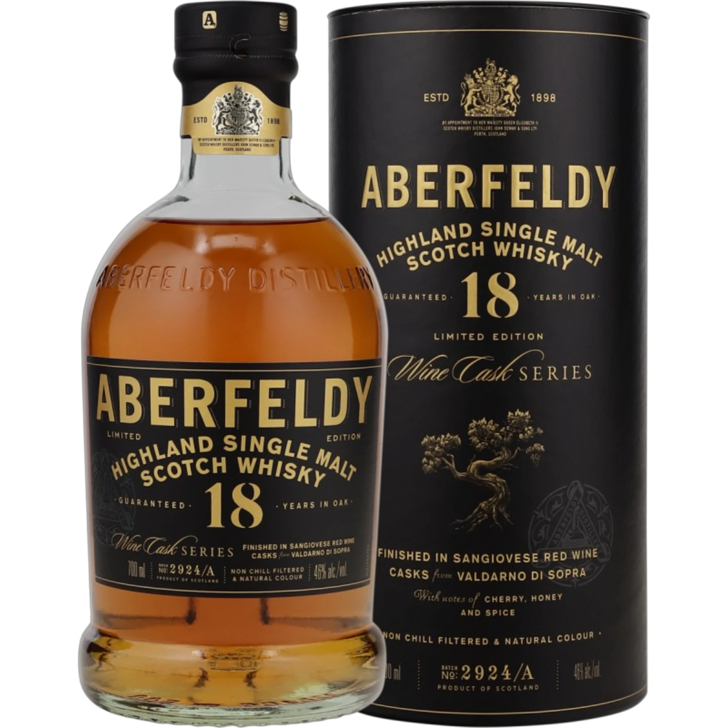 Aberfeldy 18 Years Old – Limited Edition – Sangiovese Red Wine Cask Finish – Highland Single Malt – 46 % vol. – 0,7 l