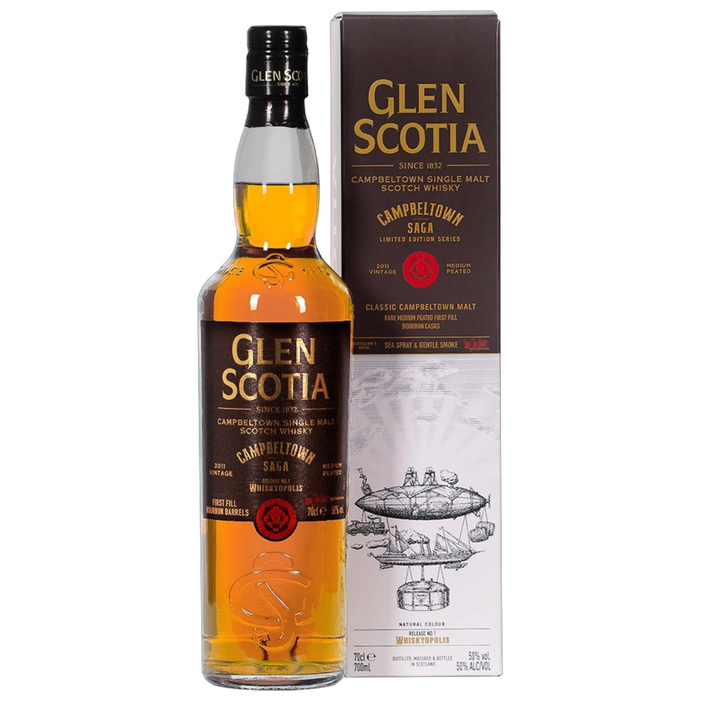 Glen Scotia Campbeltown Saga No. 1 – Whiskyopolis – Vintage 2011 – Medium Peated – 50 % vol. – 0,7 l