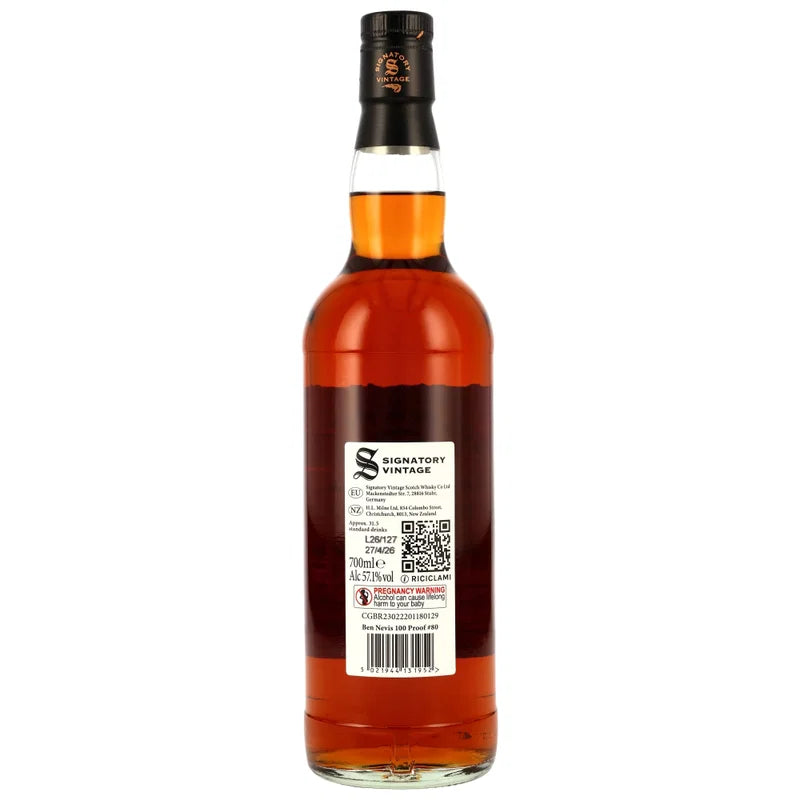 Ben Nevis 2015/2026 – 10 Jahre – Signatory 100 PROOF Edition #80 – 57,1 % vol. – 0,7 l