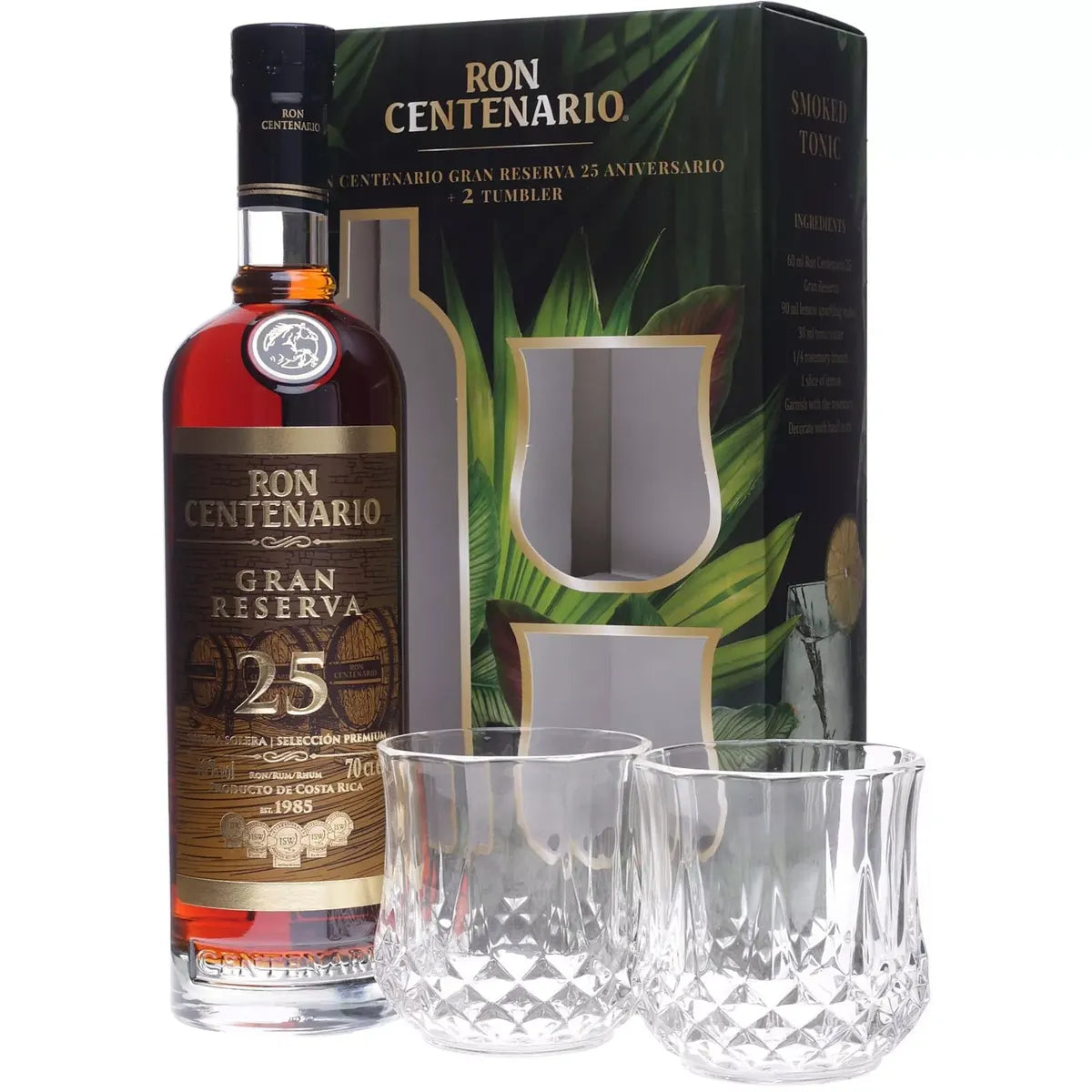 Ron Centenario 25 Gran Reserva Geschenkset mit 2 Tumbler 40% vol 0,7l