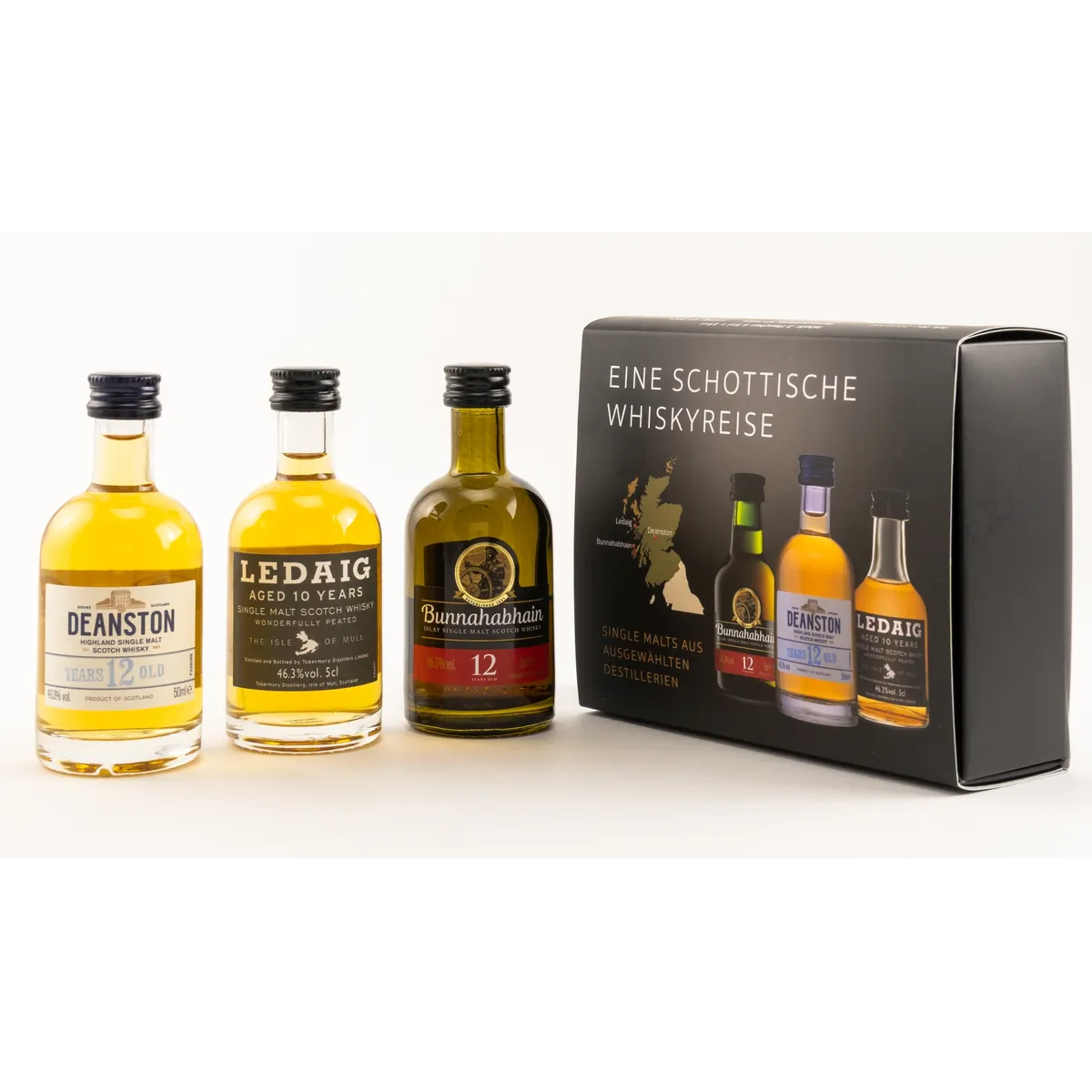 Miniaturen Set Single Malts 3x0,05 Liter Bunnahabhain 12 Years, Deanston 12 Years, Ledaig 10 Years