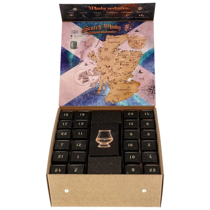 Scotch-Whisky-Adventskalender 2026 – 24 × 0,02 l – mit Begleitheft und Nosingglas