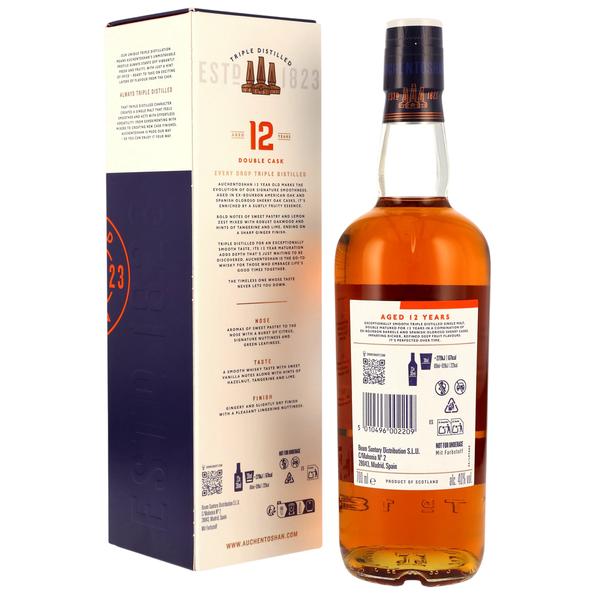 Auchentoshan 12 Jahre Double Cask Bourbon & Oloroso Sherry Barrels 40% vol. 0,7 l