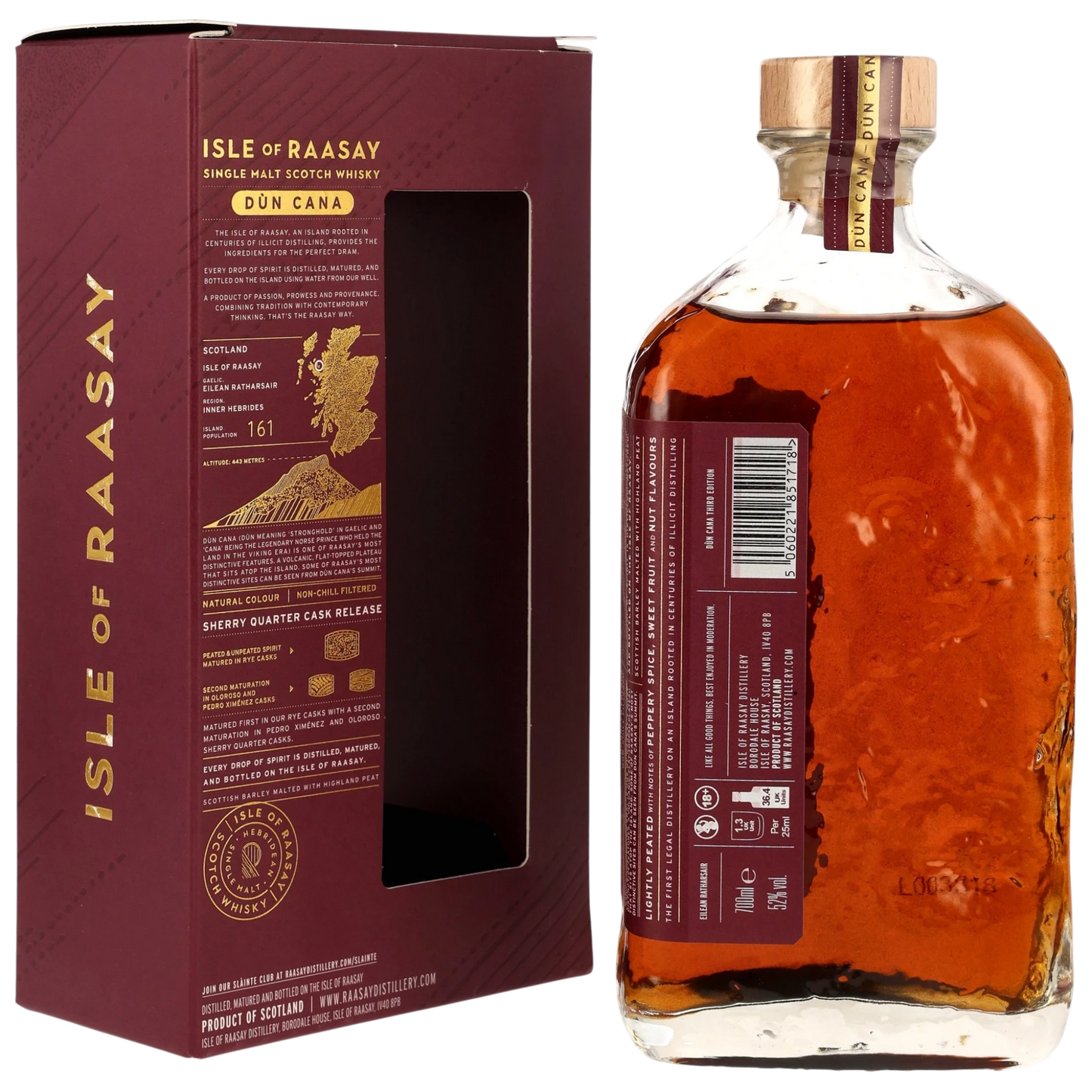 Isle of Raasay Single Malt Whisky – Dun Cana Sherry Quarter Cask – 52 % vol. – 0,7 l