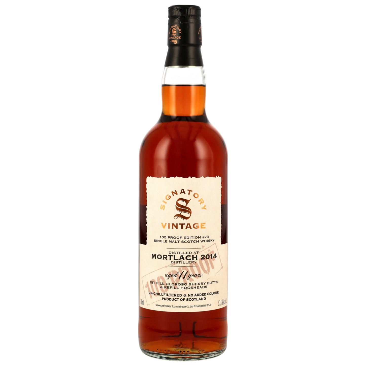 Mortlach 2014/2026 – 11 Years Old – 1st Fill & Refill Sherry Butts – Signatory 100 Proof Edition #73 – 57,1 % vol. – 0,7 l