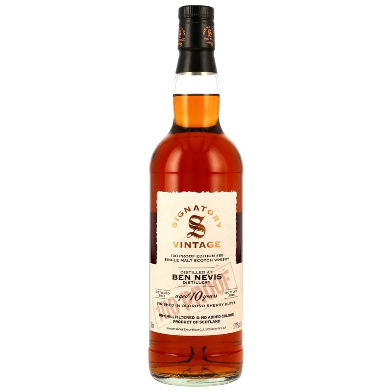 Ben Nevis 2015/2026 – 10 Jahre – Signatory 100 PROOF Edition #80 – 57,1 % vol. – 0,7 l