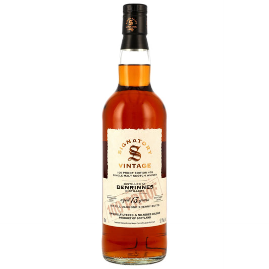 Benrinnes 2012/2026 – 13 Years Old – 1st Fill Oloroso Sherry Butts – Signatory 100 Proof Edition #78 – 57,1 % vol. – 0,7 l