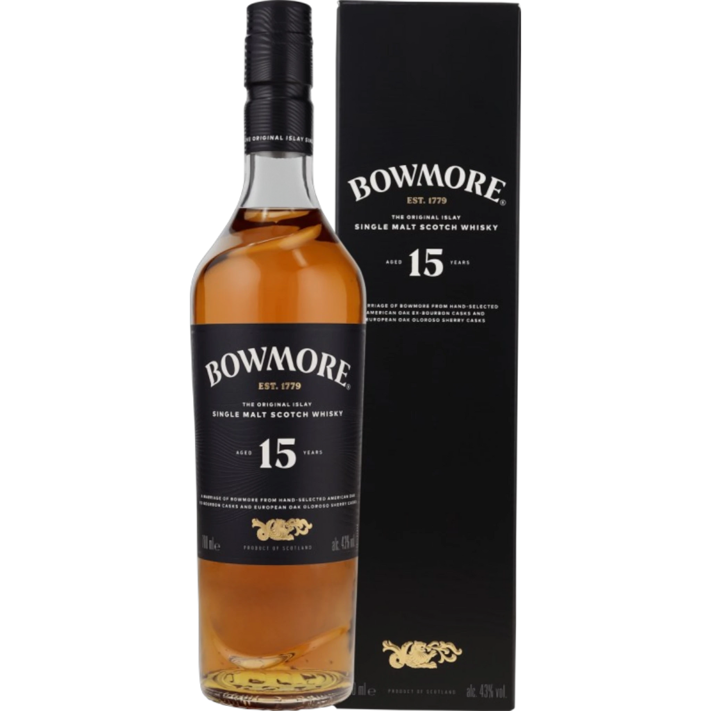 Bowmore 15 Years Old – Islay Single Malt Scotch – 43 % vol. – 0,7 l