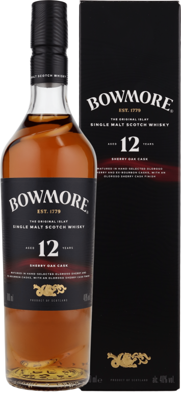Bowmore 12 Years Sherry Oak Cask 0,7 l – Islay Single Malt Scotch Whisky – 12 Jahre gereift, 40 % vol.