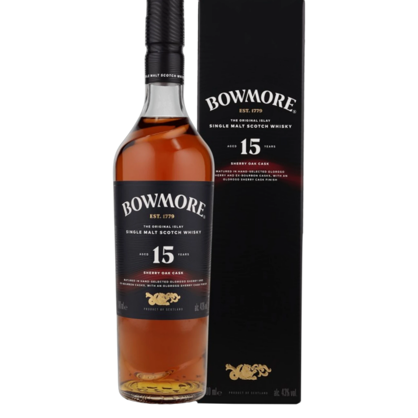 Bowmore 15 Years – Sherry Oak Cask – Islay Single Malt Scotch – 43 % vol. – 0,7 l