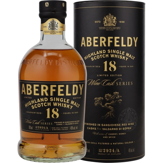 Aberfeldy 18 Years Old – Limited Edition – Sangiovese Red Wine Cask Finish – Highland Single Malt – 46 % vol. – 0,7 l