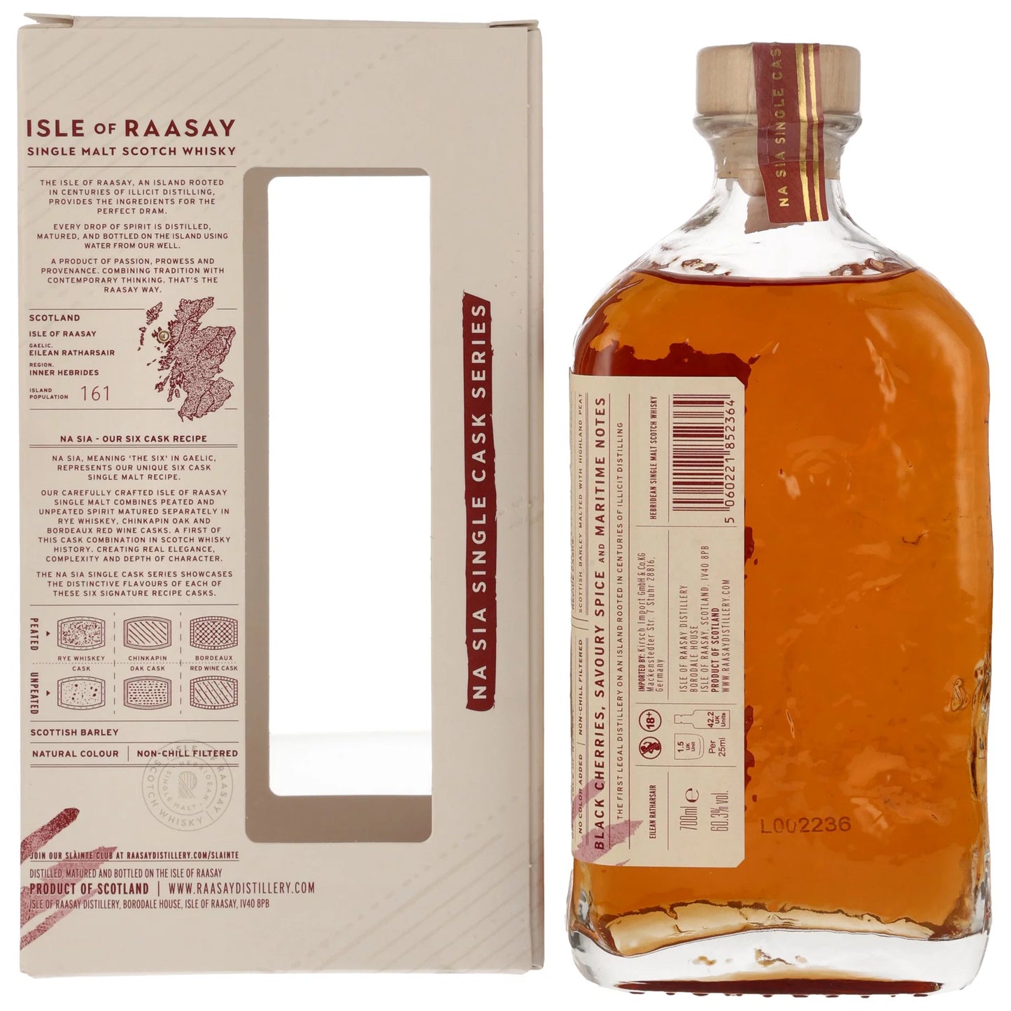 Isle of Raasay 2019/2024 – 5 Years Old – Single Cask #19/437 – Red Wine Cask – 60,3 % vol. – 0,7 l