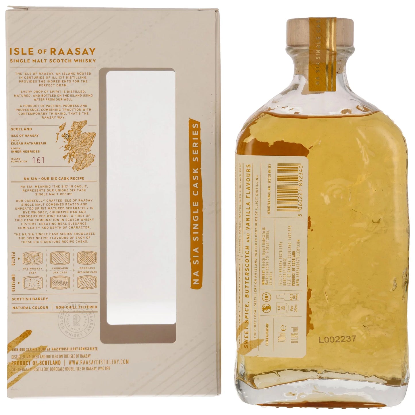 Isle of Raasay 2019/2024 – 5 Years Old – Single Cask #19/266 – Rye Cask – 61,9 % vol. – 0,7 l