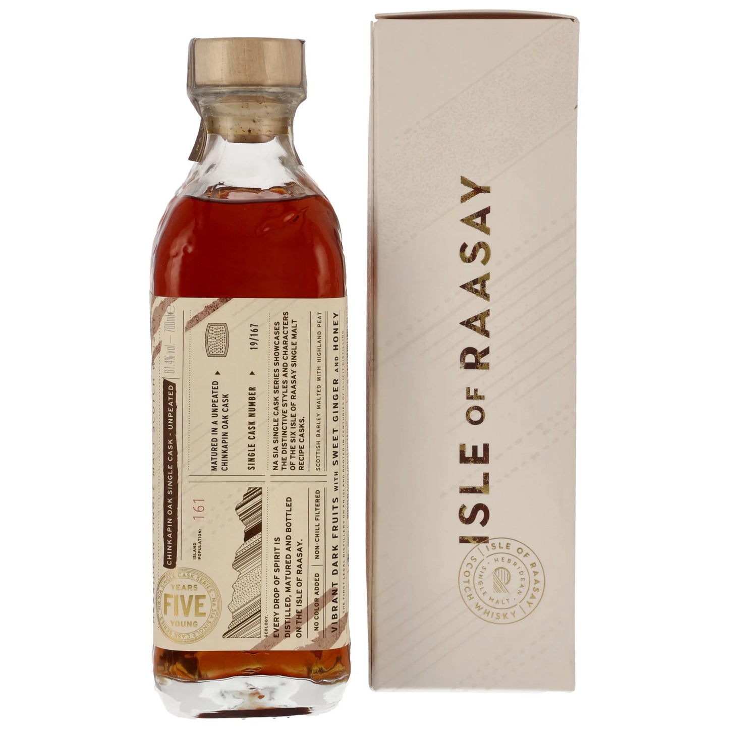 Isle of Raasay 2019/2024 – 5 Years Old – Single Cask #19/167 – Chinkapin Oak – 61,4 % vol. – 0,7 l