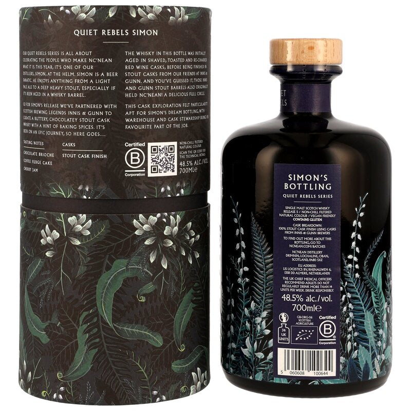 Nc'nean Quiet Rebels: Simon – Organic Single Malt Whisky – Stout Cask Finish – 48,5 % vol. (0,7 l)